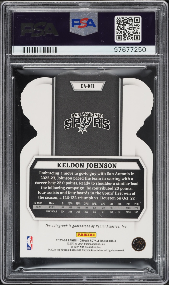 2023 Crown Royale Die-Cut Keldon Johnson AUTO /125 #CA-KEL PSA 7 NRMT