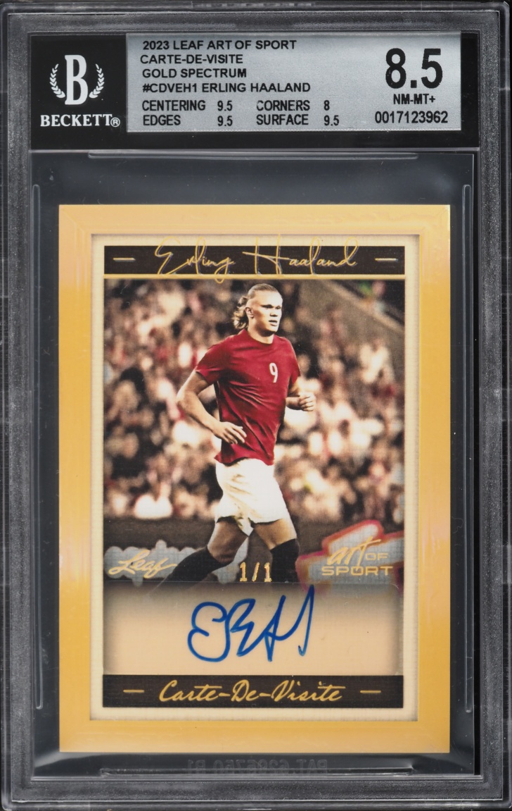 2023 Leaf Art Of Sport Carte De Visite Gold Spectrum Erling Haaland AUTO 1/1 BGS 8.5 NM-MT+