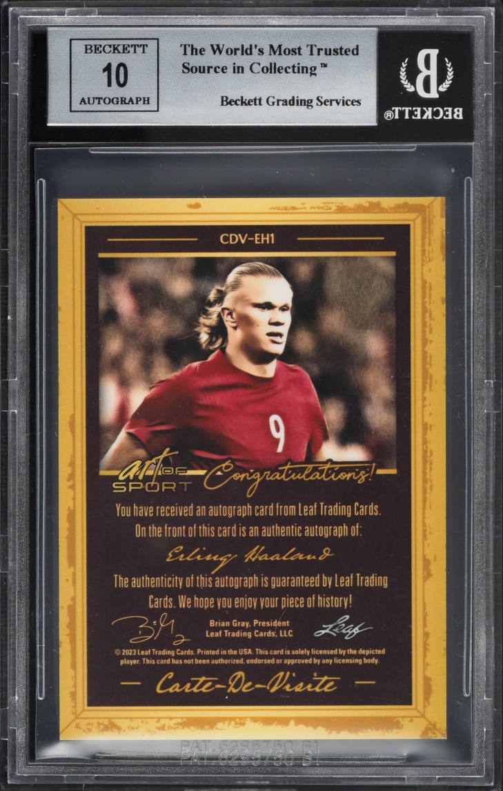 2023 Leaf Art Of Sport Carte De Visite Gold Spectrum Erling Haaland AUTO 1/1 BGS 8.5 NM-MT+