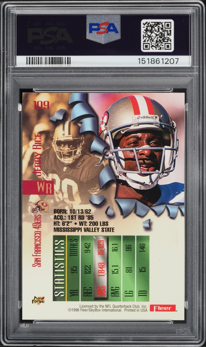 1996 Metal Basketball Jerry Rice #109 PSA 7 NRMT
