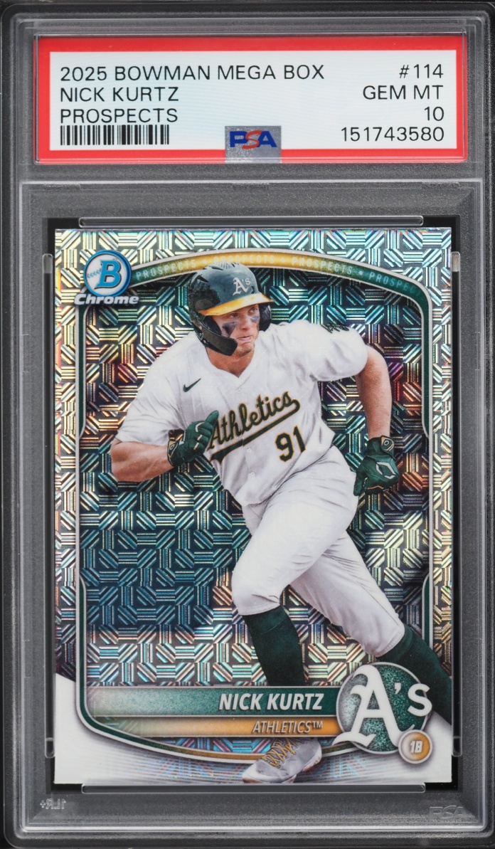 2025 Bowman Chrome Mega Box Nick Kurtz PROSPECT #114 PSA 10 GEM MINT