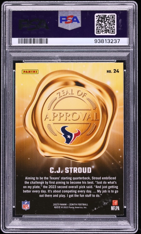 2023 Panini Zenith Zeal Of Approval Red C.J. Stroud ROOKIE #24 PSA 10 GEM MINT