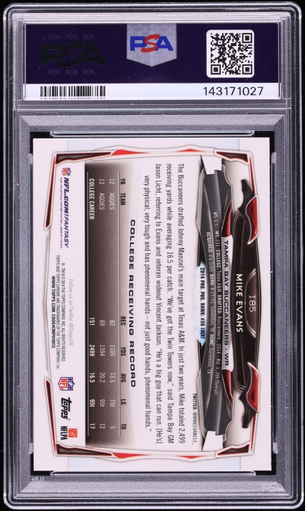 2014 Topps Chrome Refractor Mike Evans ROOKIE #185 PSA 10 GEM MINT