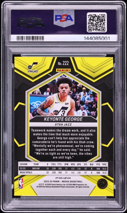 2023 Panini Mosaic Genesis Prizm Keyonte George ROOKIE #222 PSA 10 GEM MINT