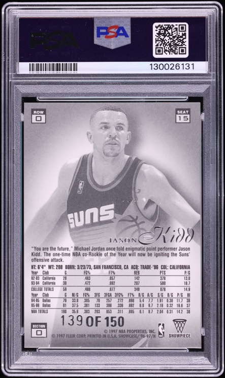 1996 Flair Showcase Legacy Collection Row 0 Jason Kidd /150 #15 PSA 6 EXMT