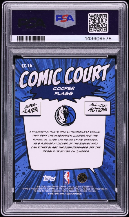 2025 Topps Comic Court Cooper Flagg ROOKIE #CC-16 PSA 9 MINT