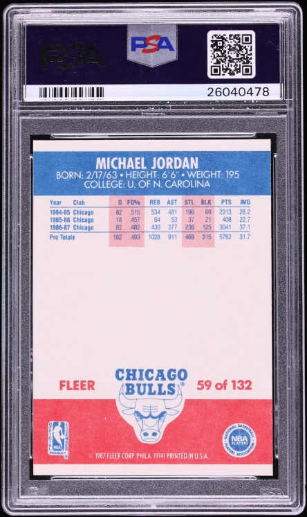 1987 Fleer Basketball Michael Jordan #59 PSA 10 GEM MINT
