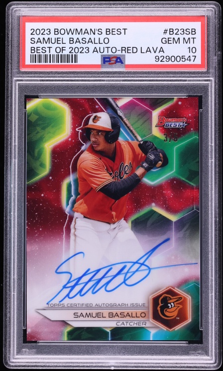 2023 Bowman's Best Of '23 Red Lava Samuel Basallo PROSPECT AUTO /5 #B23-SB PSA 10 GEM MINT