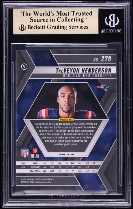 2025 Panini Mosaic Variation TreVeyon Henderson ROOKIE #278 BGS 9.5 GEM MINT