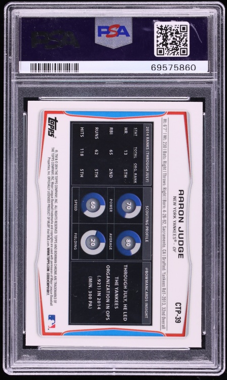 2014 Bowman Chrome Draft Picks Top Aaron Judge PROSPECT #CTP-39 PSA 10 GEM MINT