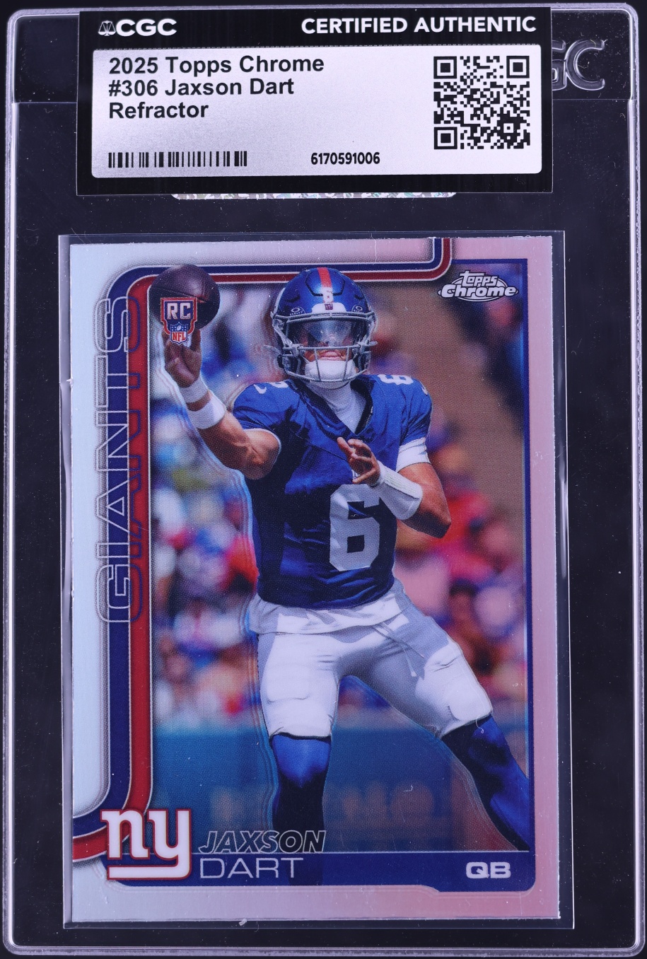 2025 Topps Chrome Refractor Jaxson Dart ROOKIE #306 CGC AUTH