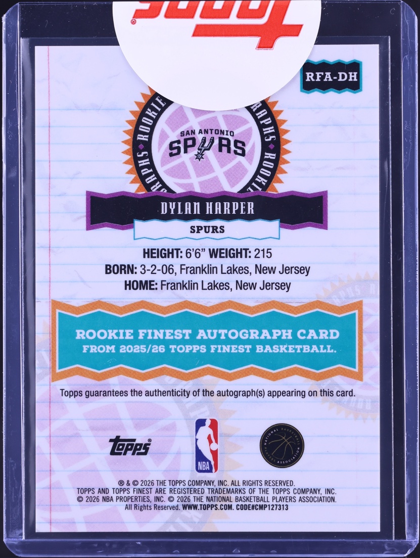 2025 Finest Green Geometric Refractor Dylan Harper ROOKIE AUTO /75 #RFA-DH