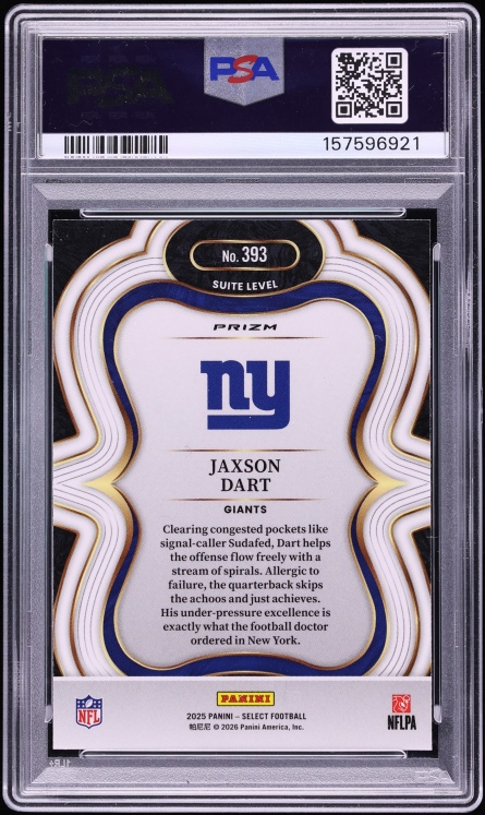 2025 Panini Select Silver Prizm Jaxson Dart ROOKIE #393 PSA 10 GEM MINT