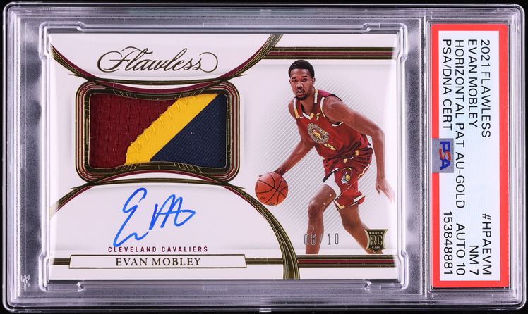 2021 Panini Flawless Horizontal Gold Evan Mobley ROOKIE PATCH AUTO DNA 10 /10 #HPAEVM PSA 7