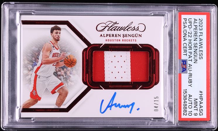2023 Panini Flawless Update Ruby Alperen Sengun PATCH AUTO DNA 10 /15 #HPAASG PSA 9 MINT