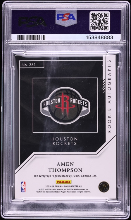 2023 Panini Noir Gold Amen Thompson ROOKIE AUTO DNA 9 /25 #381 PSA 7 NRMT