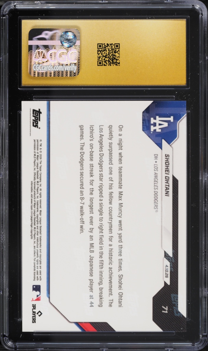 2026 Topps Now Shohei Ohtani #71 CGC 10 PRISTINE