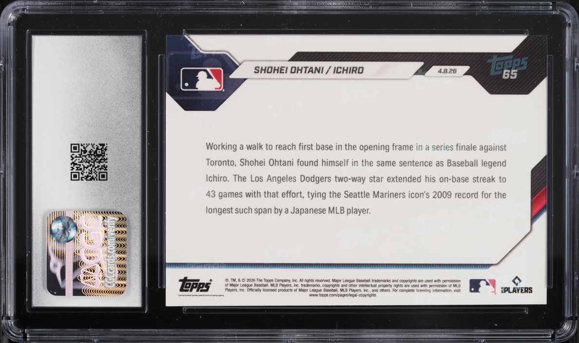 2026 Topps Now Shohei Ohtani Ichiro Suzuki #65 CGC 9 MINT