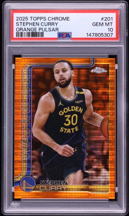 2025 Topps Chrome Orange Pulsar Refractor Stephen Curry /25 #201 PSA 10 GEM MINT