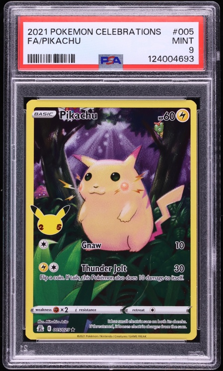 2021 Pokemon Sword & Shield Celebrations Full Art Pikachu #5 PSA 9 MINT
