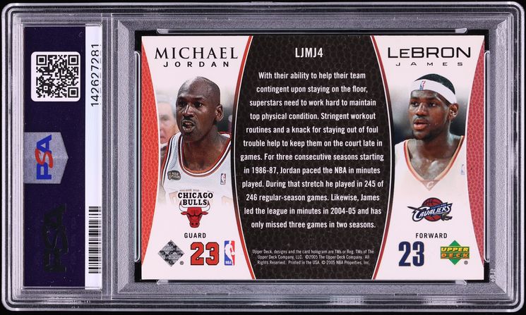 2005 Upper Deck MJ LJ Bonus Pack Dual Michael Jordan & LeBron James #LJMJ4 PSA 10 GEM MINT