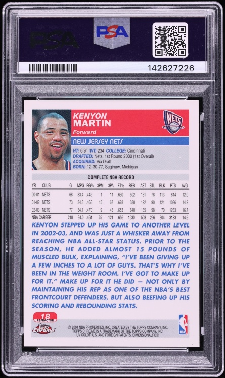 2003 Topps Chrome Refractor Kenyon Martin #18 PSA 10 GEM MINT