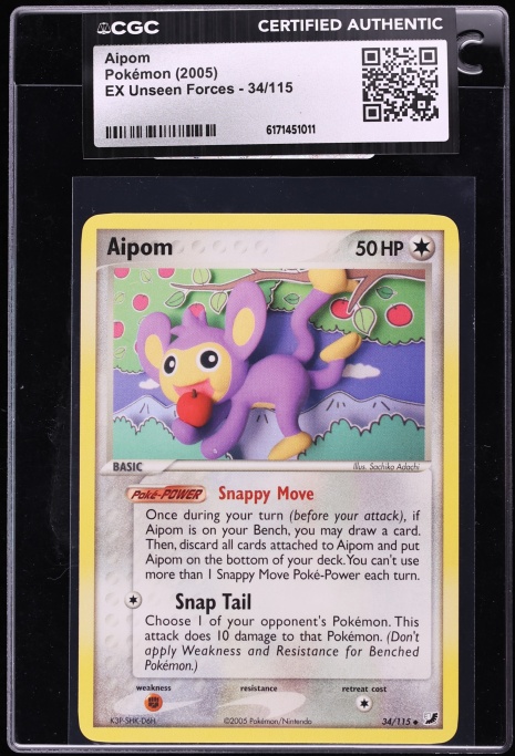 2005 Pokemon EX Unseen Forces Aipom #34 CGC AUTH