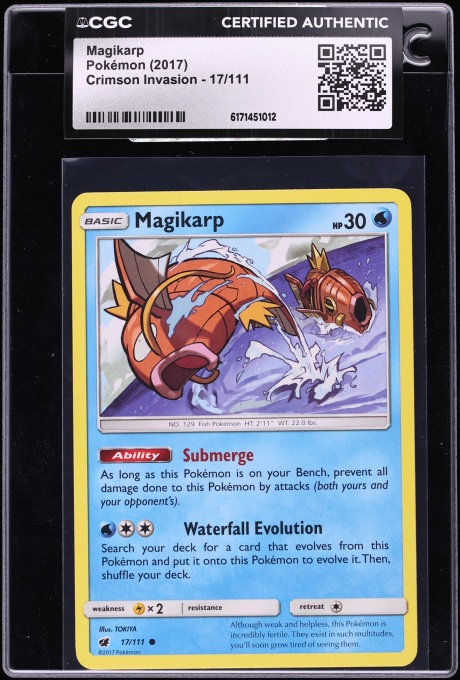 2017 Pokemon Sun & Moon Crimson Invasion Magikarp #17 CGC AUTH