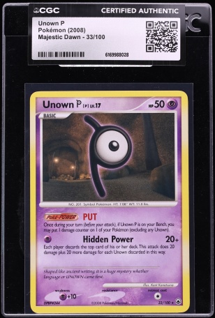 2008 Pokemon Diamond & Pearl Majestic Dawn Unown P #33 CGC AUTH