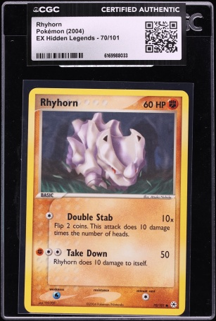 2004 Pokemon EX Hidden Legends Rhyhorn #70 CGC AUTH