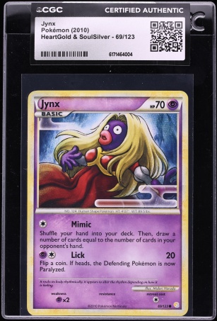 2010 Pokemon HeartGold & SoulSilver Jynx #69 CGC AUTH