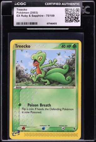 2003 Pokemon EX Ruby & Sapphire Treecko #75 CGC AUTH