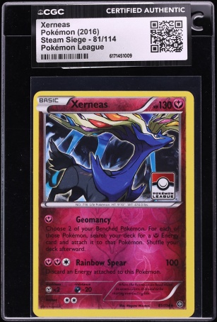 2016 Pokemon XY Steam Siege Pokemon League Xerneas #81 CGC AUTH