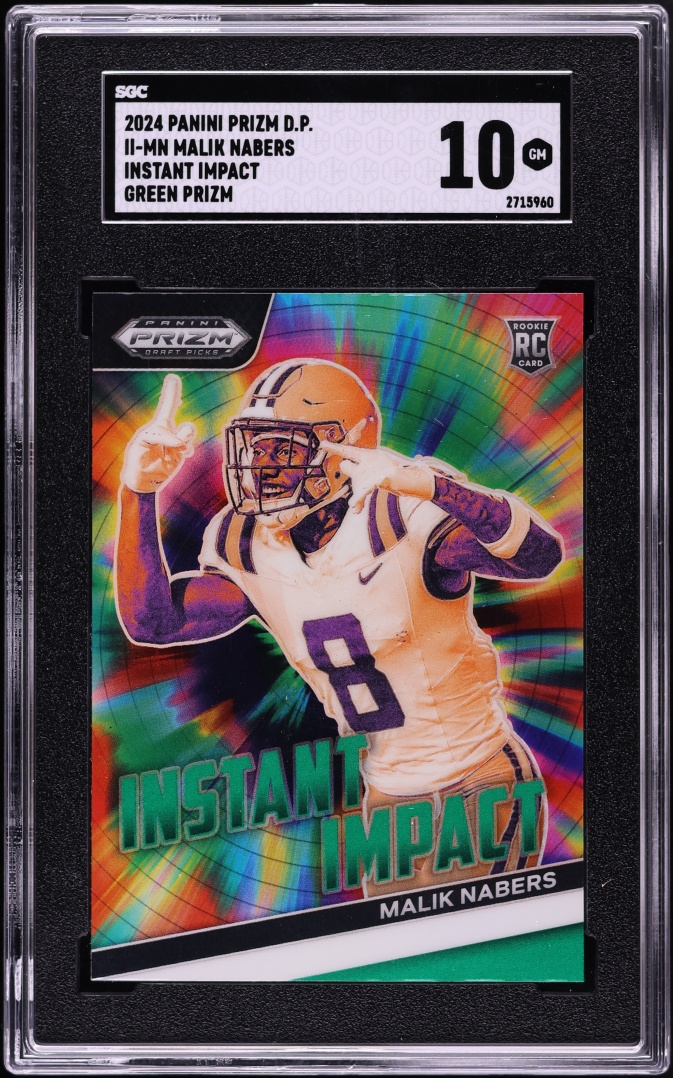 2024 Panini Prizm Draft Picks Instant Impact Green Malik Nabers ROOKIE #II-MN SGC 10 GEM MINT
