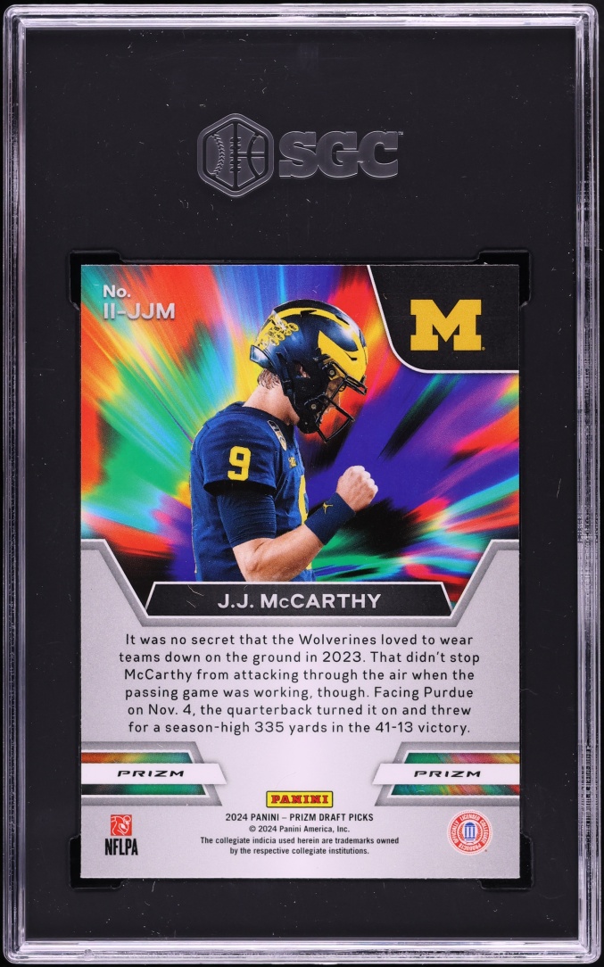 2024 Panini Prizm Draft Picks Instant Impact Red Ice J.J. McCarthy ROOKIE #II-JJM SGC 10 GEM