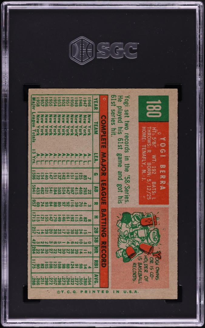 1959 Topps Yogi Berra #180 SGC 4 VGEX
