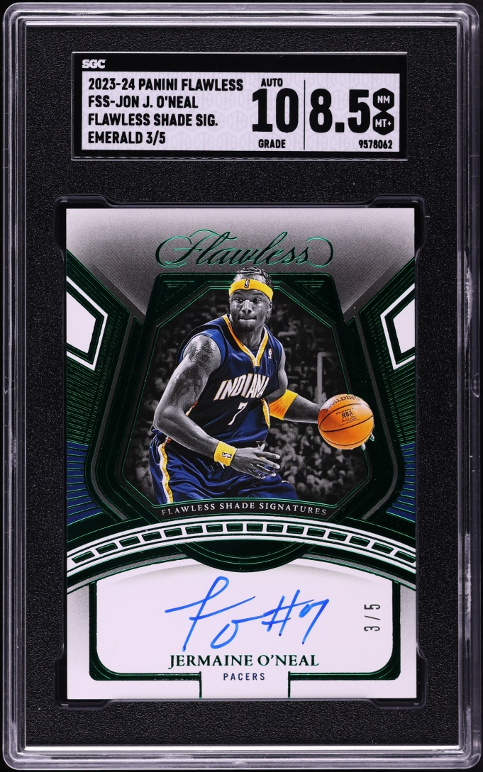 2023 Panini Flawless Shade Emerald Jermaine O'Neal AUTO /5 #FSS-JON SGC 8.5 NM-MT+