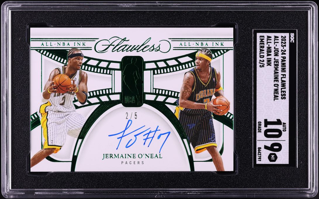 2023 Panini Flawless All-NBA Ink Emerald Jermaine O'Neal AUTO /5 #ALL-JON SGC 9 MINT