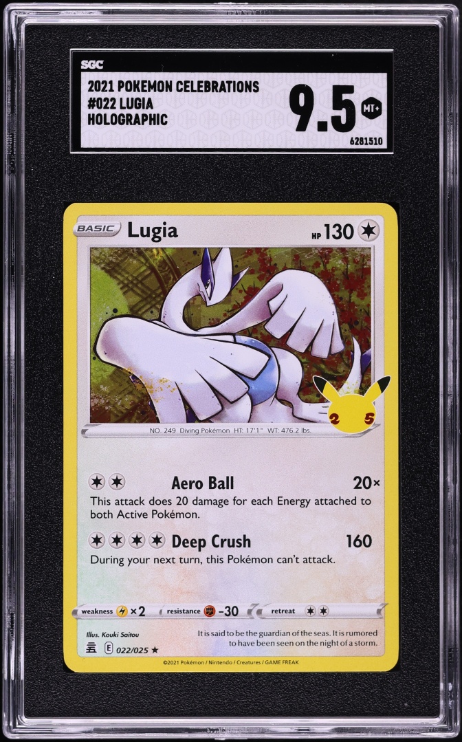 2021 Pokemon Sword & Shield Celebrations Holo Lugia #22 SGC 9.5 MINT+