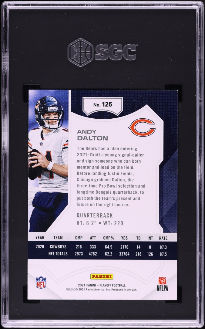 2021 Panini Playoff 4th Down Andy Dalton /25 #125 SGC 9 MINT