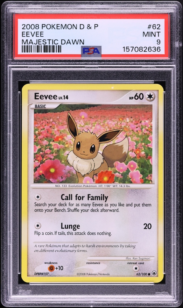2008 Pokemon Diamond & Pearl Majestic Dawn Eevee #62 PSA 9 MINT