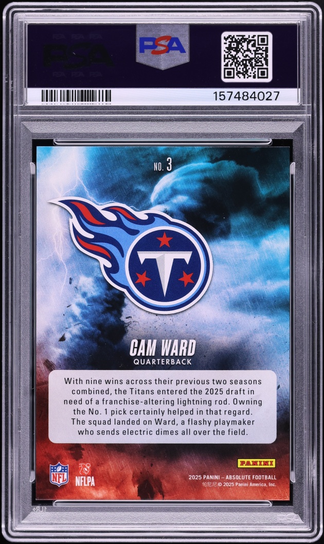2025 Absolute By Storm Red Spectrum Cam Ward ROOKIE /150 #3 PSA 9 MINT