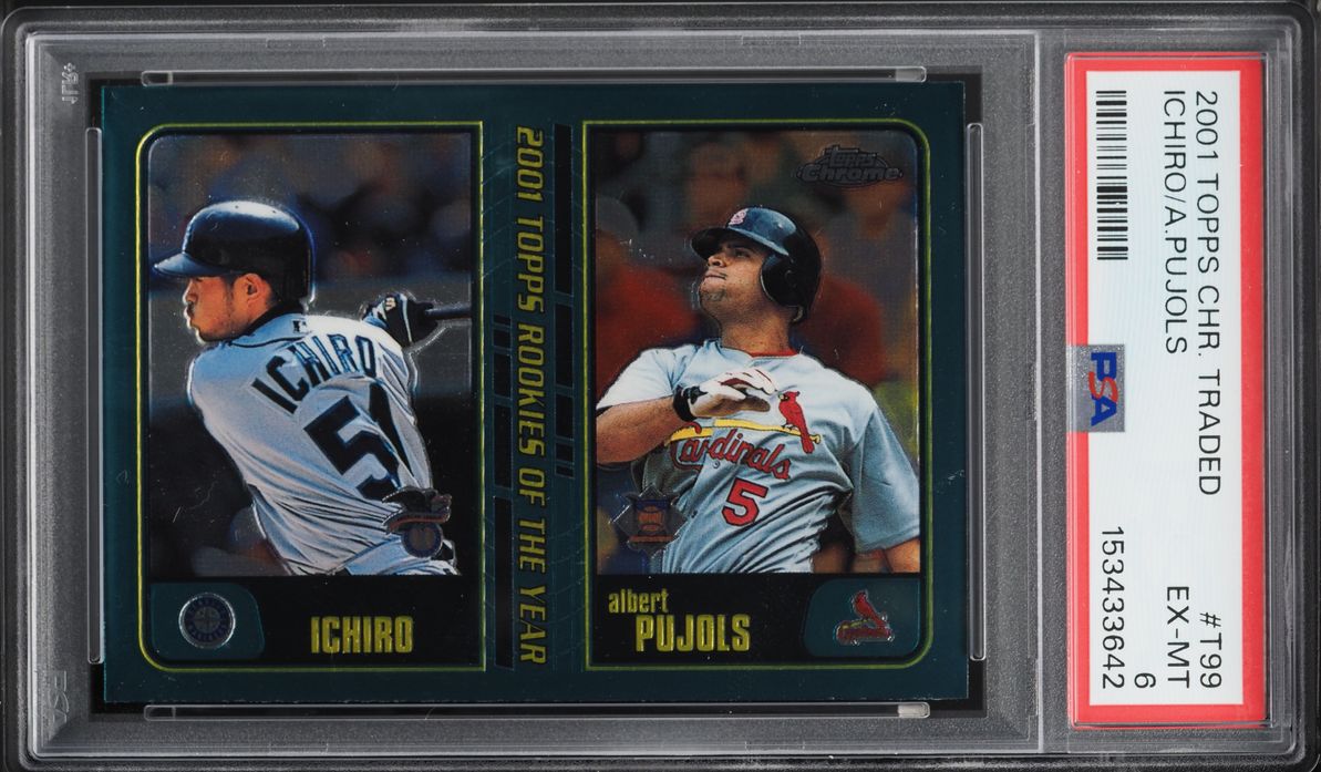 2001 Topps Chrome Traded Ichiro Suzuki & Albert Pujols ROOKIE #T99 PSA 6 EXMT