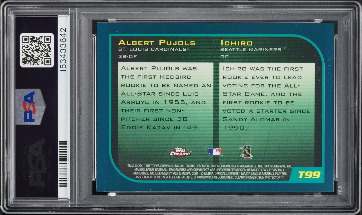 2001 Topps Chrome Traded Ichiro Suzuki & Albert Pujols ROOKIE #T99 PSA 6 EXMT