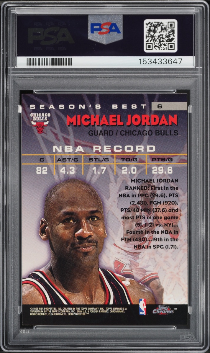1997 Topps Chrome Season's Best Michael Jordan #6 PSA 8 NM-MT