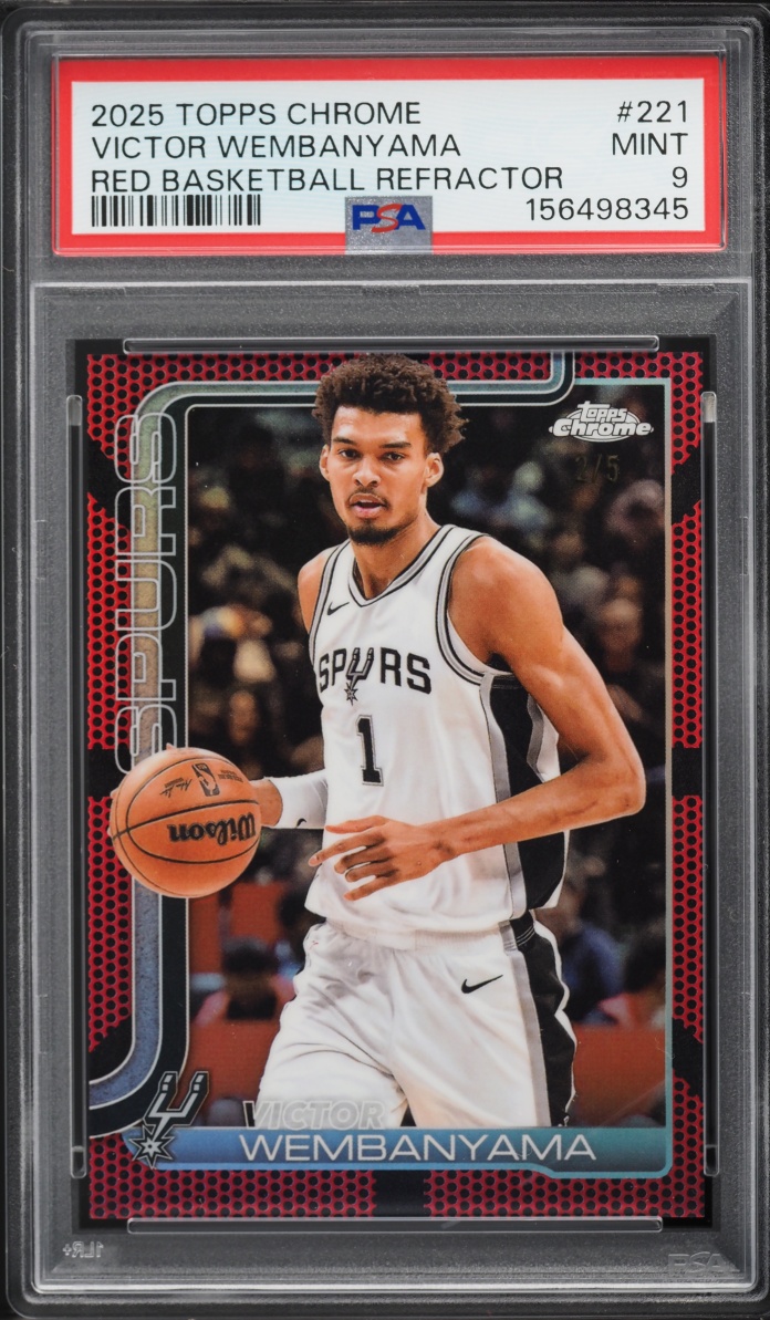 2025 Topps Chrome Red Basketball Refractors Victor Wembanyama /5 #221 PSA 9 MINT