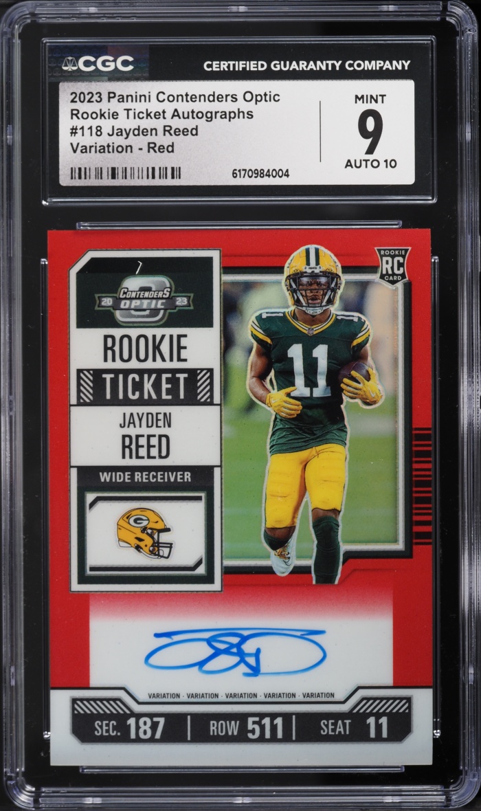 2023 Panini Contenders Optic Ticket Variation Red Jayden Reed ROOKIE AUTO /99 #118 CGC 9 MINT