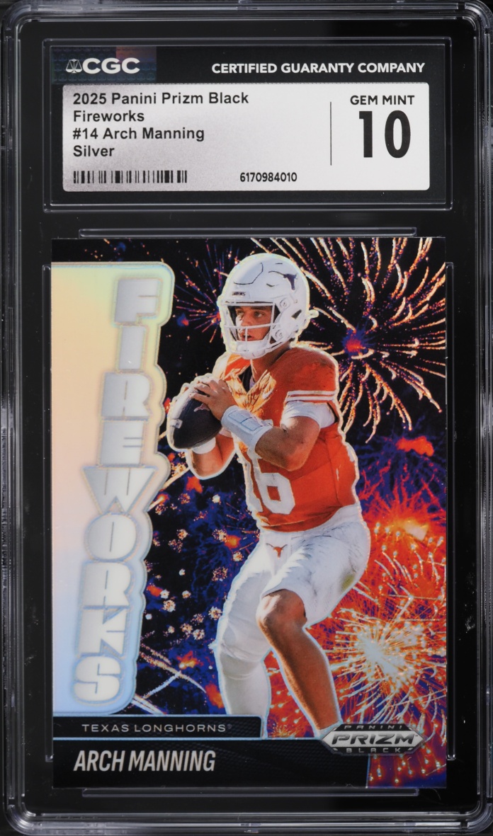 2025 Panini Prizm Black Fireworks Silver Arch Manning #14 CGC 10 GEM MINT