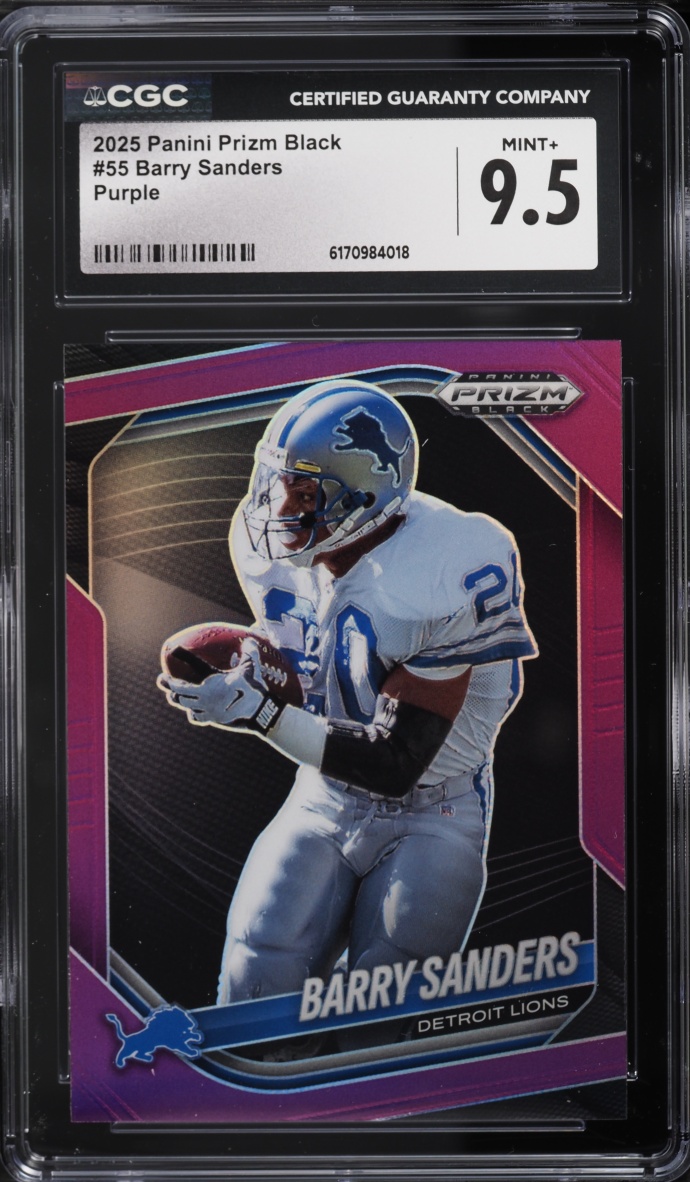2025 Panini Prizm Black Purple Barry Sanders /99 #55 CGC 9.5 MINT+