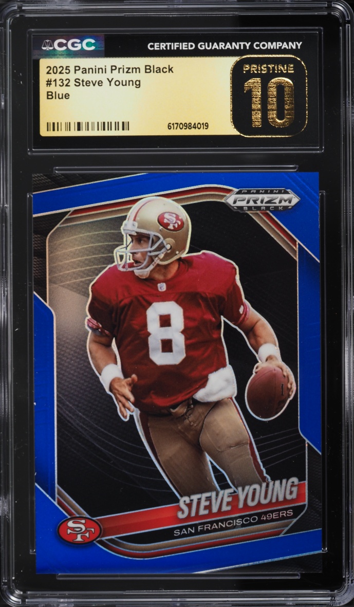 2025 Panini Prizm Black Blue Steve Young /199 #132 CGC 10 PRISTINE